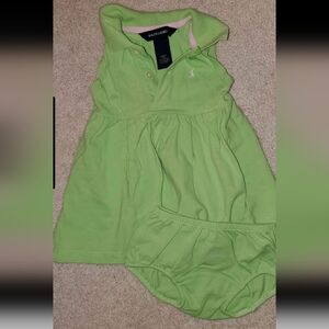 Toddler Lime Green Polo Dress with Bloomers